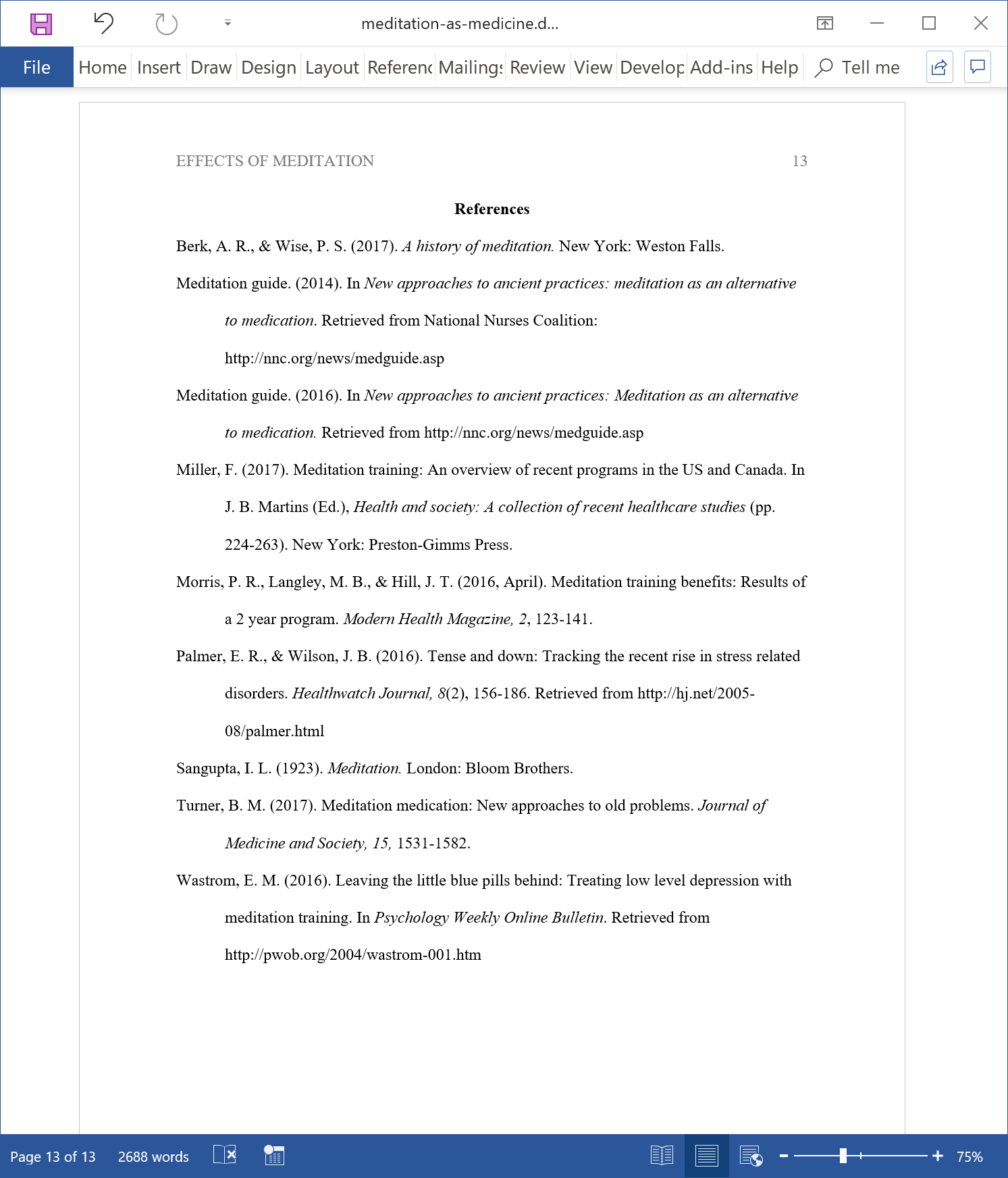 example of research paper with references