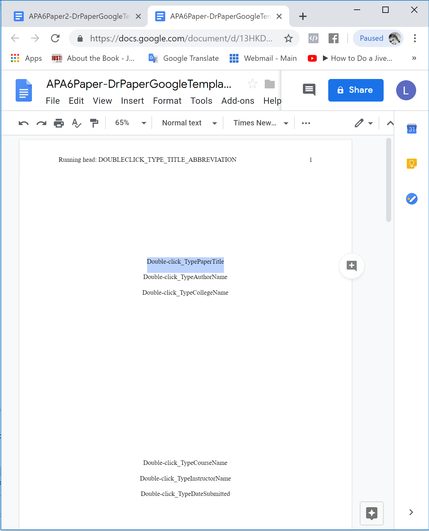 Using Dr Paper With Google Docs