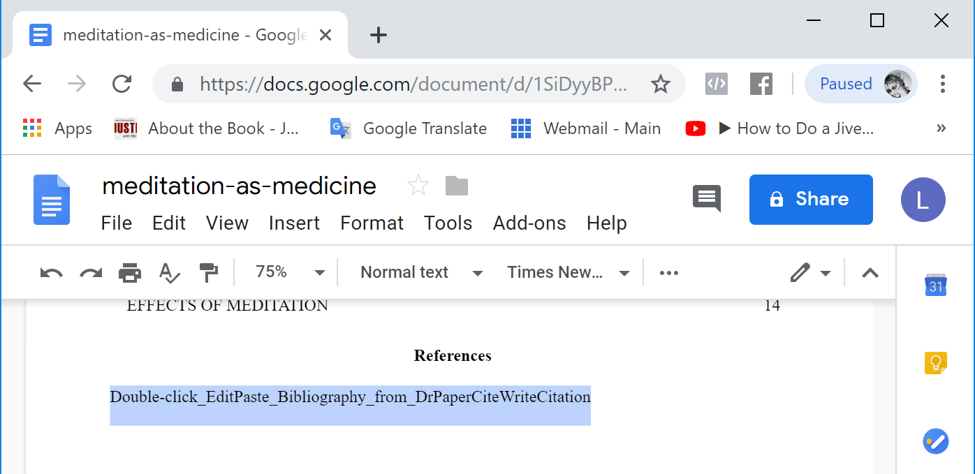 References in Google Doc paper