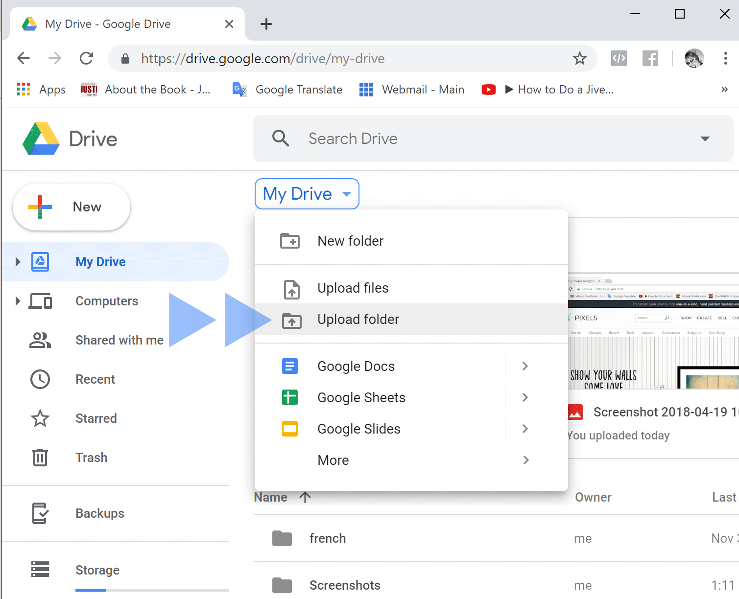 Upload Folder in Google Drive