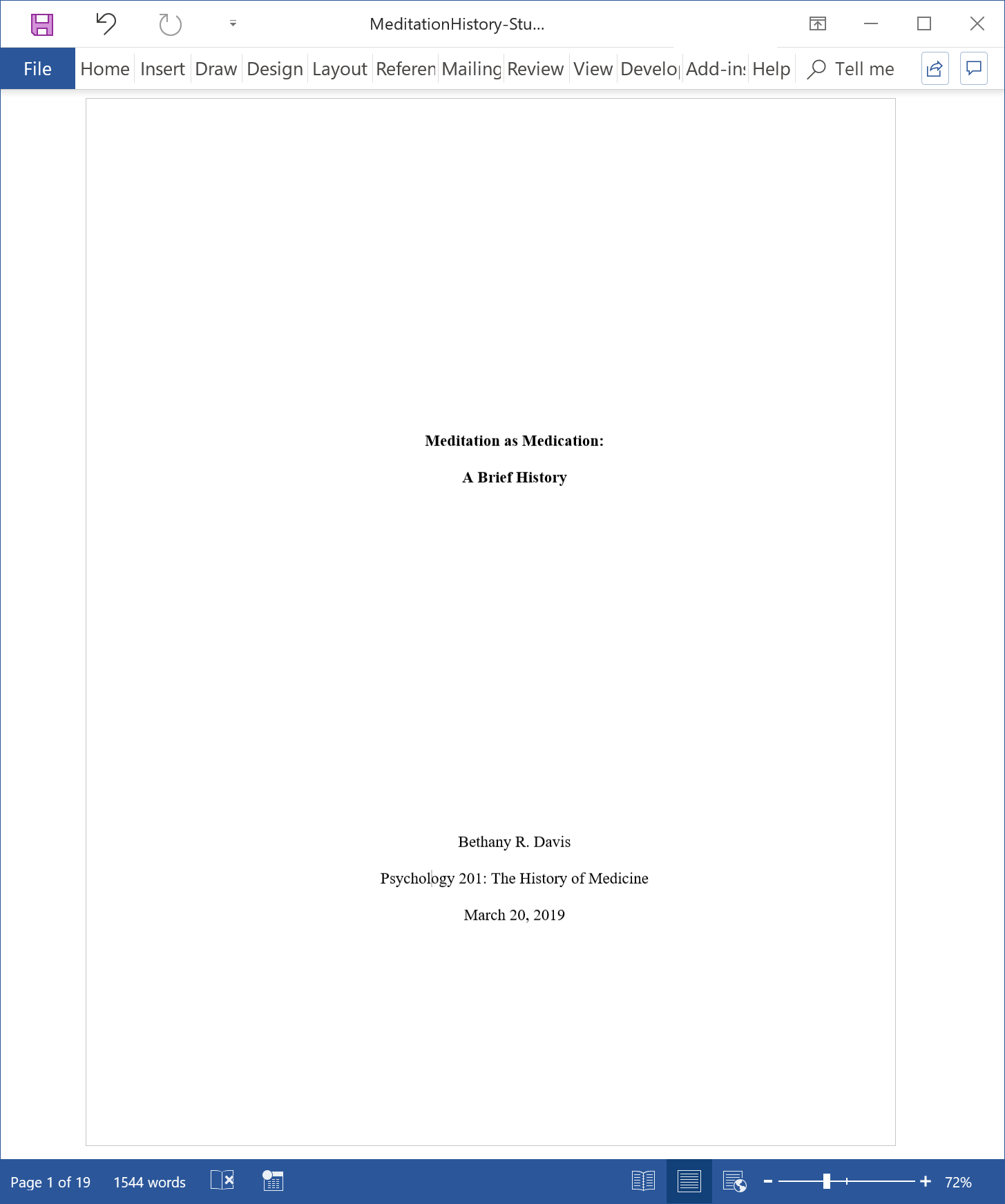 Turabian essay title page